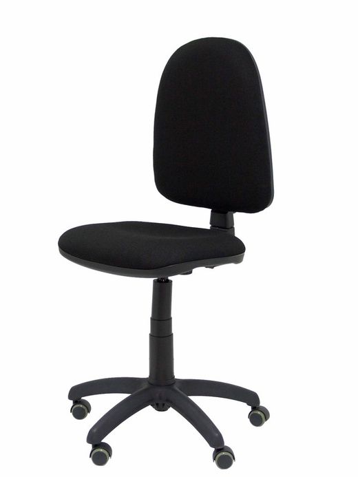Modelo Ayna - Silla de oficina ergonómica con mecanismo de contacto permanente, regulable en altura y ruedas de parqué - Asiento y respaldo tapizados en tejido BALI color negro
