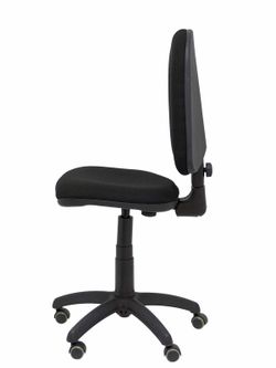 Modelo Ayna - Silla de oficina ergonómica con mecanismo de contacto permanente, regulable en altura y ruedas de parqué - Asiento y respaldo tapizados en tejido BALI color negro