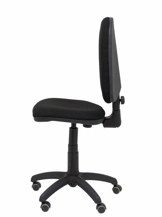 Modelo Ayna - Silla de oficina ergonómica con mecanismo de contacto permanente, regulable en altura y ruedas de parqué - Asiento y respaldo tapizados en tejido BALI color negro