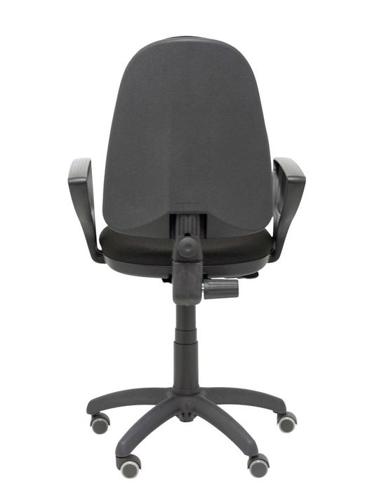 Modelo Ayna - Silla de oficina ergonómica con mecanismo de contacto permanente, regulable en altura y ruedas de parqué - Asiento y respaldo tapizados en tejido BALI color negro (BRAZOS FIJOS INCLUIDOS)