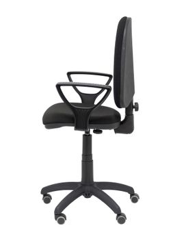 Modelo Ayna - Silla de oficina ergonómica con mecanismo de contacto permanente, regulable en altura y ruedas de parqué - Asiento y respaldo tapizados en tejido BALI color negro (BRAZOS FIJOS INCLUIDOS)