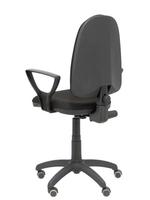 Modelo Ayna - Silla de oficina ergonómica con mecanismo de contacto permanente, regulable en altura y ruedas de parqué - Asiento y respaldo tapizados en tejido BALI color negro (BRAZOS FIJOS INCLUIDOS)