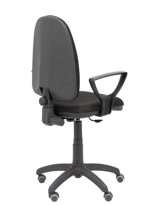 Modelo Ayna - Silla de oficina ergonómica con mecanismo de contacto permanente, regulable en altura y ruedas de parqué - Asiento y respaldo tapizados en tejido BALI color negro (BRAZOS FIJOS INCLUIDOS)
