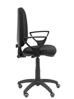Modelo Ayna - Silla de oficina ergonómica con mecanismo de contacto permanente, regulable en altura y ruedas de parqué - Asiento y respaldo tapizados en tejido BALI color negro (BRAZOS FIJOS INCLUIDOS)