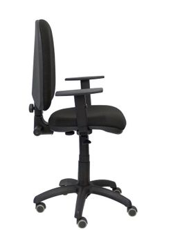 Modelo Ayna - Silla de oficina ergonómica con mecanismo de contacto permanente, regulable en altura y ruedas de parqué - Asiento y respaldo tapizados en tejido BALI color negro (BRAZOS REGULABLES EN ALTURA)