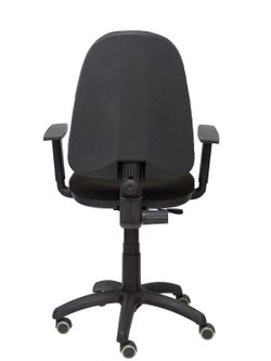 Modelo Ayna - Silla de oficina ergonómica con mecanismo de contacto permanente, regulable en altura y ruedas de parqué - Asiento y respaldo tapizados en tejido BALI color negro (BRAZOS REGULABLES EN ALTURA)