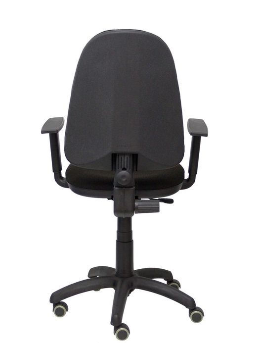Modelo Ayna - Silla de oficina ergonómica con mecanismo de contacto permanente, regulable en altura y ruedas de parqué - Asiento y respaldo tapizados en tejido BALI color negro (BRAZOS REGULABLES EN ALTURA)