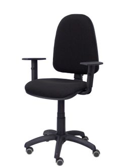 Modelo Ayna - Silla de oficina ergonómica con mecanismo de contacto permanente, regulable en altura y ruedas de parqué - Asiento y respaldo tapizados en tejido BALI color negro (BRAZOS REGULABLES EN ALTURA)