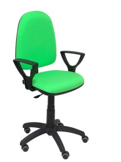 Modelo Ayna - Silla de oficina ergonómica con mecanismo de contacto permanente, regulable en altura y ruedas de parqué - Asiento y respaldo tapizados en tejido BALI color pistacho (BRAZOS FIJOS INCLUIDOS)