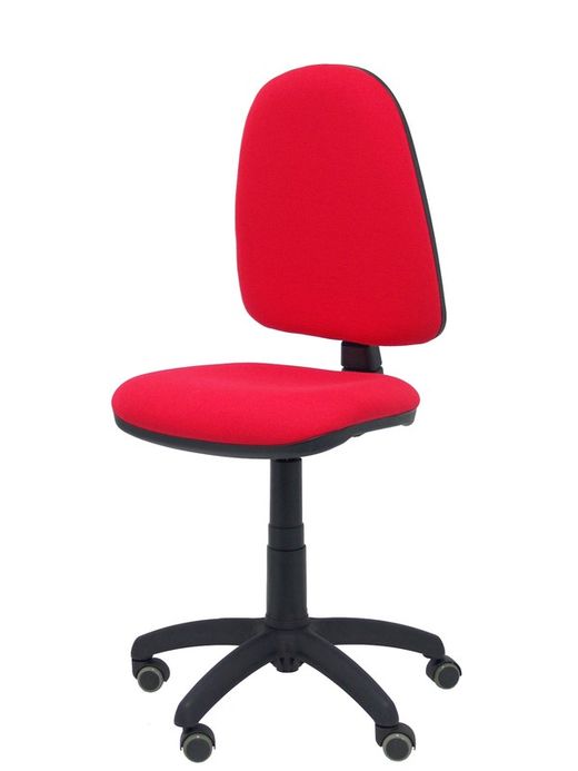 Modelo Ayna - Silla de oficina ergonómica con mecanismo de contacto permanente, regulable en altura y ruedas de parqué - Asiento y respaldo tapizados en tejido BALI color rojo