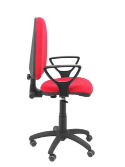 Modelo Ayna - Silla de oficina ergonómica con mecanismo de contacto permanente, regulable en altura y ruedas de parqué - Asiento y respaldo tapizados en tejido BALI color rojo (BRAZOS FIJOS INCLUIDOS)