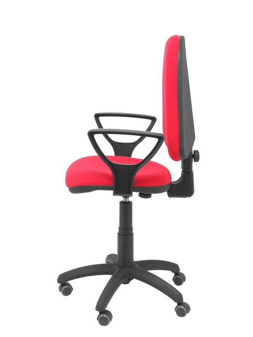 Modelo Ayna - Silla de oficina ergonómica con mecanismo de contacto permanente, regulable en altura y ruedas de parqué - Asiento y respaldo tapizados en tejido BALI color rojo (BRAZOS FIJOS INCLUIDOS)