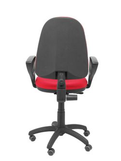 Modelo Ayna - Silla de oficina ergonómica con mecanismo de contacto permanente, regulable en altura y ruedas de parqué - Asiento y respaldo tapizados en tejido BALI color rojo (BRAZOS FIJOS INCLUIDOS)