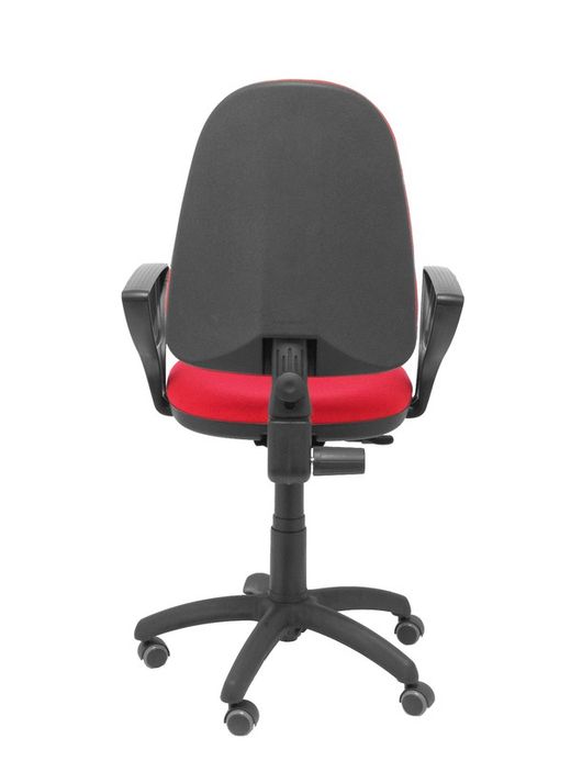 Modelo Ayna - Silla de oficina ergonómica con mecanismo de contacto permanente, regulable en altura y ruedas de parqué - Asiento y respaldo tapizados en tejido BALI color rojo (BRAZOS FIJOS INCLUIDOS)