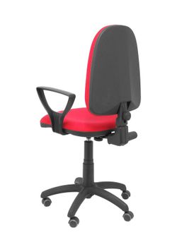 Modelo Ayna - Silla de oficina ergonómica con mecanismo de contacto permanente, regulable en altura y ruedas de parqué - Asiento y respaldo tapizados en tejido BALI color rojo (BRAZOS FIJOS INCLUIDOS)