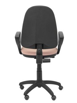 Modelo Ayna - Silla de oficina ergonómica con mecanismo de contacto permanente, regulable en altura y ruedas de parqué - Asiento y respaldo tapizados en tejido BALI color rosa pálido (BRAZOS FIJOS INCLUIDOS)