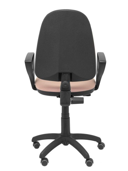 Modelo Ayna - Silla de oficina ergonómica con mecanismo de contacto permanente, regulable en altura y ruedas de parqué - Asiento y respaldo tapizados en tejido BALI color rosa pálido (BRAZOS FIJOS INCLUIDOS)