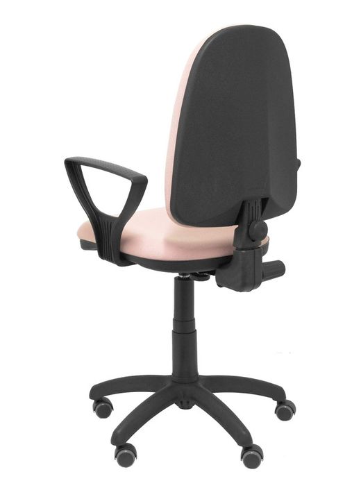 Modelo Ayna - Silla de oficina ergonómica con mecanismo de contacto permanente, regulable en altura y ruedas de parqué - Asiento y respaldo tapizados en tejido BALI color rosa pálido (BRAZOS FIJOS INCLUIDOS)