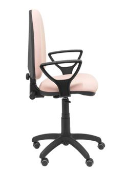 Modelo Ayna - Silla de oficina ergonómica con mecanismo de contacto permanente, regulable en altura y ruedas de parqué - Asiento y respaldo tapizados en tejido BALI color rosa pálido (BRAZOS FIJOS INCLUIDOS)