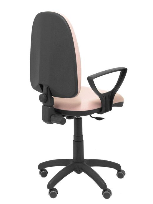 Modelo Ayna - Silla de oficina ergonómica con mecanismo de contacto permanente, regulable en altura y ruedas de parqué - Asiento y respaldo tapizados en tejido BALI color rosa pálido (BRAZOS FIJOS INCLUIDOS)