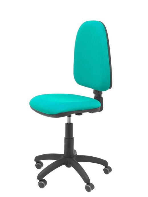 Modelo Ayna - Silla de oficina ergonómica con mecanismo de contacto permanente, regulable en altura y ruedas de parqué - Asiento y respaldo tapizados en tejido BALI color turquesa
