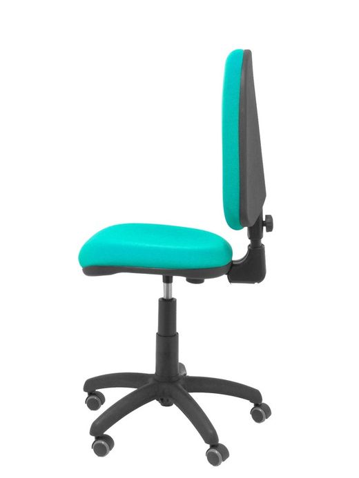 Modelo Ayna - Silla de oficina ergonómica con mecanismo de contacto permanente, regulable en altura y ruedas de parqué - Asiento y respaldo tapizados en tejido BALI color turquesa