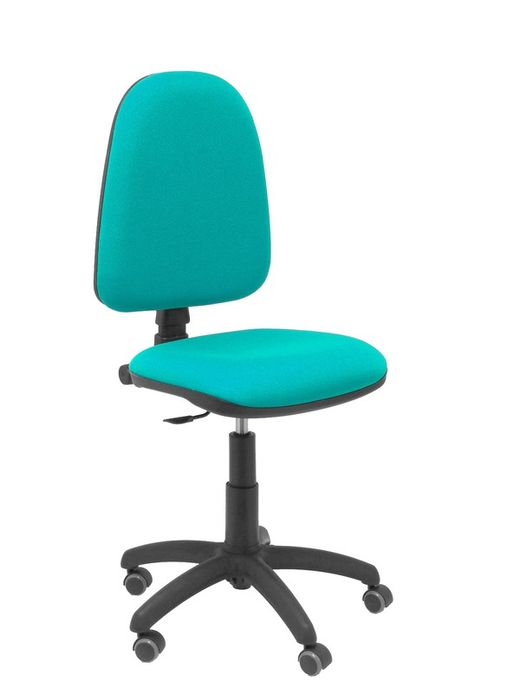 Modelo Ayna - Silla de oficina ergonómica con mecanismo de contacto permanente, regulable en altura y ruedas de parqué - Asiento y respaldo tapizados en tejido BALI color turquesa