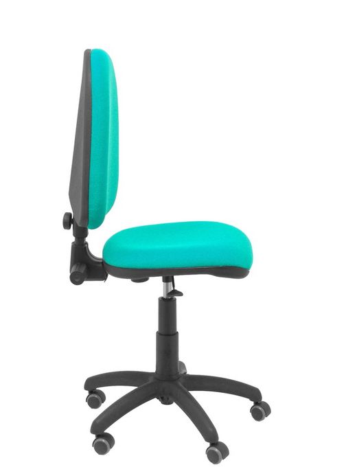 Modelo Ayna - Silla de oficina ergonómica con mecanismo de contacto permanente, regulable en altura y ruedas de parqué - Asiento y respaldo tapizados en tejido BALI color turquesa