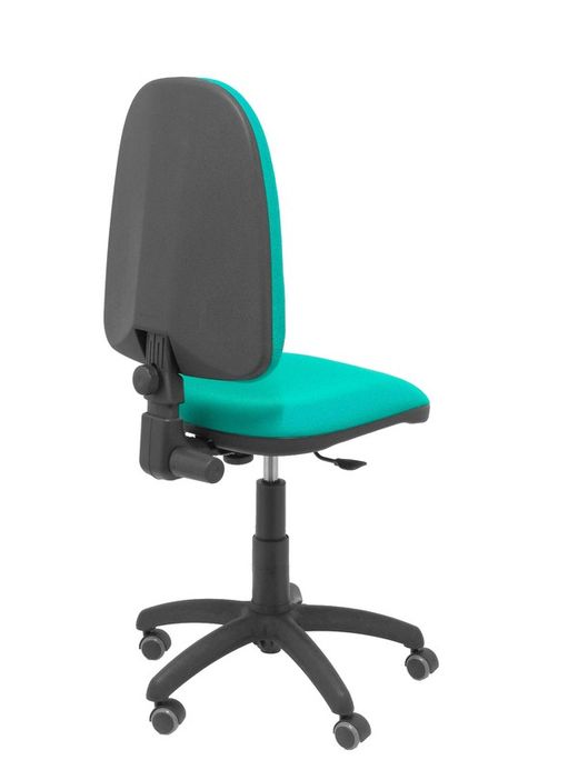 Modelo Ayna - Silla de oficina ergonómica con mecanismo de contacto permanente, regulable en altura y ruedas de parqué - Asiento y respaldo tapizados en tejido BALI color turquesa