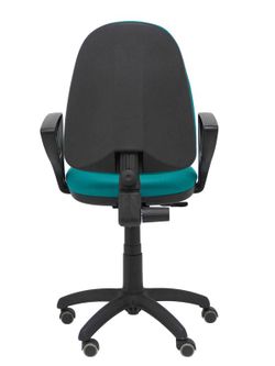 Modelo Ayna - Silla de oficina ergonómica con mecanismo de contacto permanente, regulable en altura y ruedas de parqué - Asiento y respaldo tapizados en tejido BALI color turquesa (BRAZOS FIJOS INCLUIDOS)