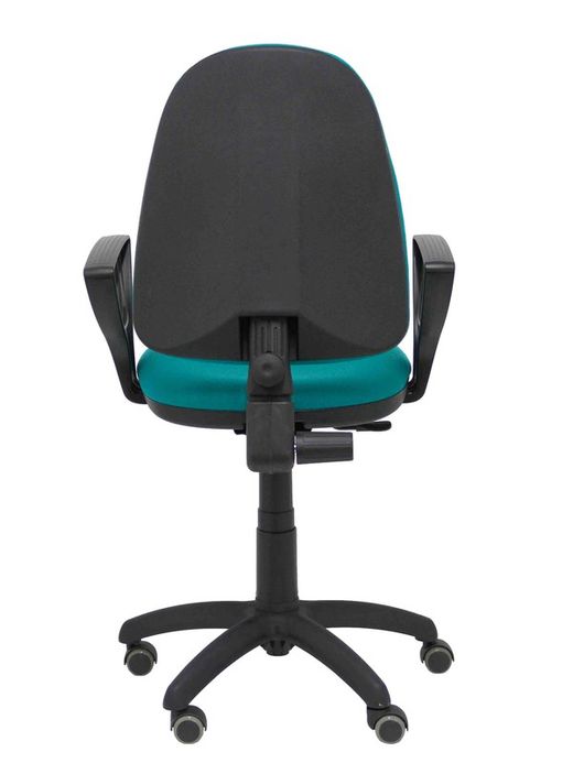 Modelo Ayna - Silla de oficina ergonómica con mecanismo de contacto permanente, regulable en altura y ruedas de parqué - Asiento y respaldo tapizados en tejido BALI color turquesa (BRAZOS FIJOS INCLUIDOS)