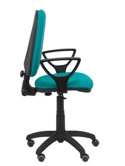 Modelo Ayna - Silla de oficina ergonómica con mecanismo de contacto permanente, regulable en altura y ruedas de parqué - Asiento y respaldo tapizados en tejido BALI color turquesa (BRAZOS FIJOS INCLUIDOS)