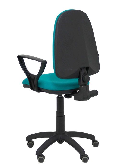 Modelo Ayna - Silla de oficina ergonómica con mecanismo de contacto permanente, regulable en altura y ruedas de parqué - Asiento y respaldo tapizados en tejido BALI color turquesa (BRAZOS FIJOS INCLUIDOS)