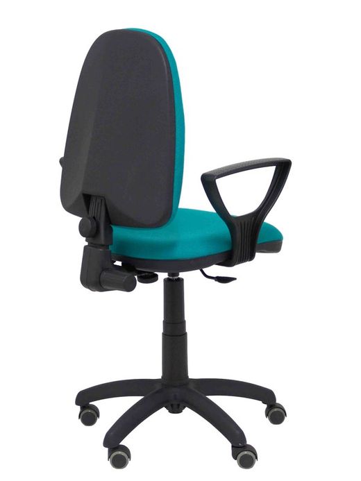 Modelo Ayna - Silla de oficina ergonómica con mecanismo de contacto permanente, regulable en altura y ruedas de parqué - Asiento y respaldo tapizados en tejido BALI color turquesa (BRAZOS FIJOS INCLUIDOS)