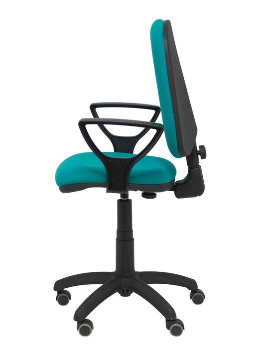 Modelo Ayna - Silla de oficina ergonómica con mecanismo de contacto permanente, regulable en altura y ruedas de parqué - Asiento y respaldo tapizados en tejido BALI color turquesa (BRAZOS FIJOS INCLUIDOS)