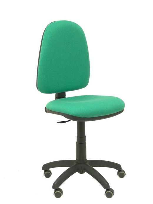 Modelo Ayna - Silla de oficina ergonómica con mecanismo de contacto permanente, regulable en altura y ruedas de parqué - Asiento y respaldo tapizados en tejido BALI color verde esmeralda