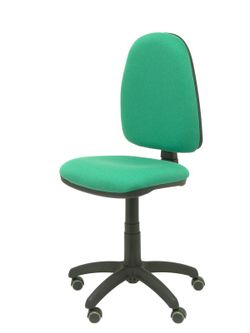 Modelo Ayna - Silla de oficina ergonómica con mecanismo de contacto permanente, regulable en altura y ruedas de parqué - Asiento y respaldo tapizados en tejido BALI color verde esmeralda