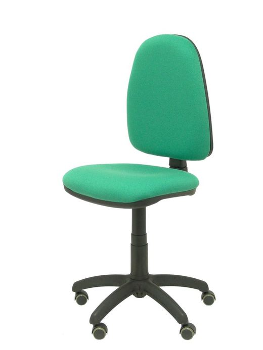 Modelo Ayna - Silla de oficina ergonómica con mecanismo de contacto permanente, regulable en altura y ruedas de parqué - Asiento y respaldo tapizados en tejido BALI color verde esmeralda