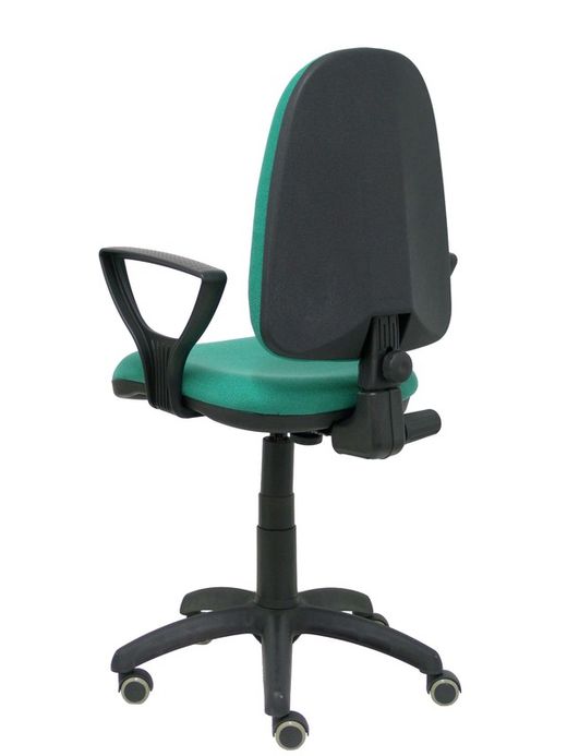 Modelo Ayna - Silla de oficina ergonómica con mecanismo de contacto permanente, regulable en altura y ruedas de parqué - Asiento y respaldo tapizados en tejido BALI color verde esmeralda (BRAZOS FIJOS INCLUIDOS)