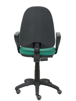Modelo Ayna - Silla de oficina ergonómica con mecanismo de contacto permanente, regulable en altura y ruedas de parqué - Asiento y respaldo tapizados en tejido BALI color verde esmeralda (BRAZOS FIJOS INCLUIDOS)