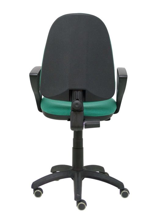 Modelo Ayna - Silla de oficina ergonómica con mecanismo de contacto permanente, regulable en altura y ruedas de parqué - Asiento y respaldo tapizados en tejido BALI color verde esmeralda (BRAZOS FIJOS INCLUIDOS)