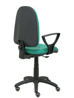 Modelo Ayna - Silla de oficina ergonómica con mecanismo de contacto permanente, regulable en altura y ruedas de parqué - Asiento y respaldo tapizados en tejido BALI color verde esmeralda (BRAZOS FIJOS INCLUIDOS)