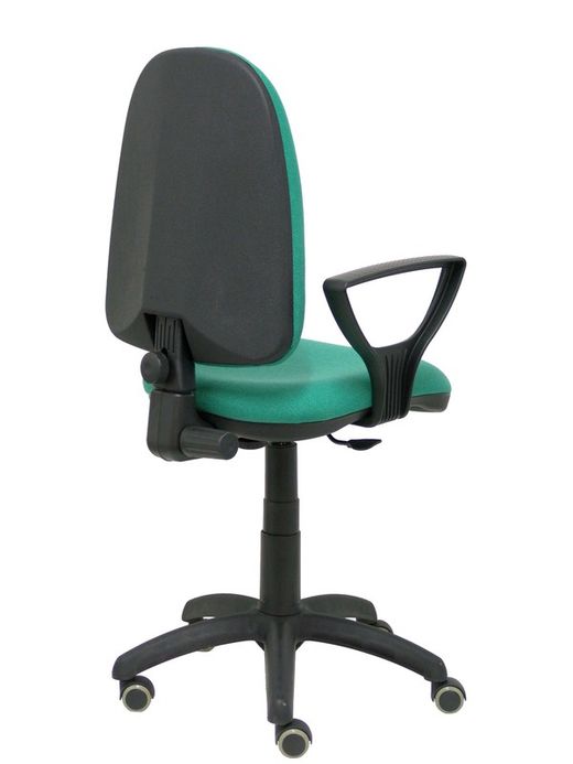 Modelo Ayna - Silla de oficina ergonómica con mecanismo de contacto permanente, regulable en altura y ruedas de parqué - Asiento y respaldo tapizados en tejido BALI color verde esmeralda (BRAZOS FIJOS INCLUIDOS)