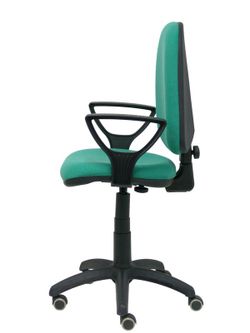 Modelo Ayna - Silla de oficina ergonómica con mecanismo de contacto permanente, regulable en altura y ruedas de parqué - Asiento y respaldo tapizados en tejido BALI color verde esmeralda (BRAZOS FIJOS INCLUIDOS)