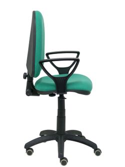 Modelo Ayna - Silla de oficina ergonómica con mecanismo de contacto permanente, regulable en altura y ruedas de parqué - Asiento y respaldo tapizados en tejido BALI color verde esmeralda (BRAZOS FIJOS INCLUIDOS)