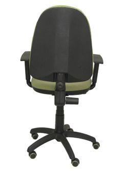 Modelo Ayna - Silla de oficina ergonómica con mecanismo de contacto permanente, regulable en altura y ruedas de parqué - Asiento y respaldo tapizados en tejido BALI color verde oliva (BRAZOS REGULABLES EN ALTURA)