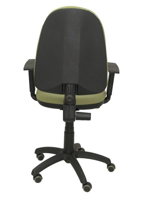 Modelo Ayna - Silla de oficina ergonómica con mecanismo de contacto permanente, regulable en altura y ruedas de parqué - Asiento y respaldo tapizados en tejido BALI color verde oliva (BRAZOS REGULABLES EN ALTURA)