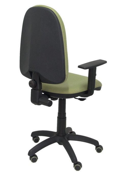 Modelo Ayna - Silla de oficina ergonómica con mecanismo de contacto permanente, regulable en altura y ruedas de parqué - Asiento y respaldo tapizados en tejido BALI color verde oliva (BRAZOS REGULABLES EN ALTURA)