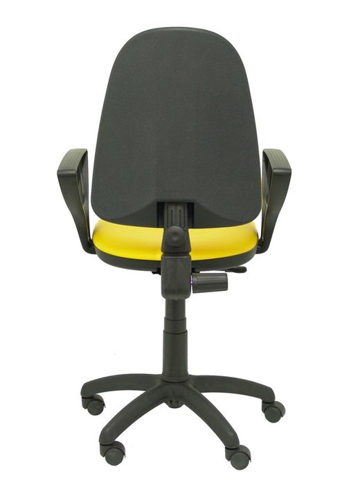 Modelo Ayna - Silla de oficina ergonómica con mecanismo de contacto permanente y regulable en altura - Asiento y respaldo tapizados en similpiel color amarillo (BRAZOS FIJOS INCLUIDOS)