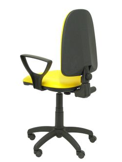 Modelo Ayna - Silla de oficina ergonómica con mecanismo de contacto permanente y regulable en altura - Asiento y respaldo tapizados en similpiel color amarillo (BRAZOS FIJOS INCLUIDOS)
